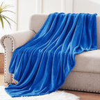 Exclusivo Mezcla Fleece Cobalt Blue Throw Blanket for Couch, Sofa, Super Soft and Warm Blankets, All Season, Cozy, Plush, Lightweight, 50x60 Inches