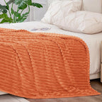 BEDELITE Ribbed Jacquard Burt Orange King Size Blanket for Bed, 108x90 Inch