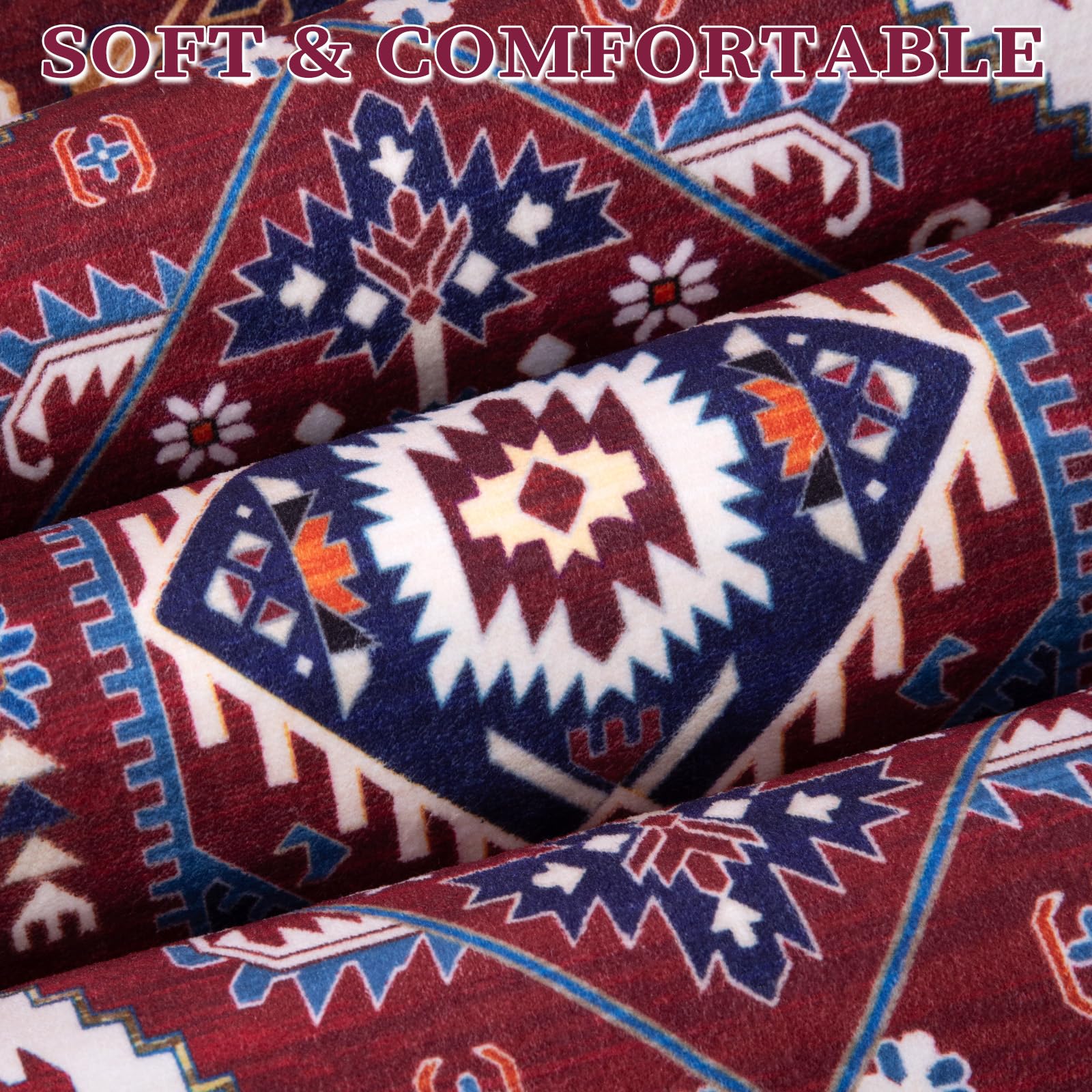 SERISSA 8x10 Washable Non Slip Boho Area Rug for Living Room