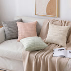 MIULEE Corduroy Decorative Throw Pillow Covers 12x12 Cream White Pack of 2
