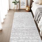 3x6 Washable Hallway Runner Rug - Moroccan Non-Slip Long Runners for Entryway Soft Modern Geometric Low-Pile Rugs for Kitchen Waterproof Neutral Carpet for Bedroom Bathroom Laundry 3x6 Grey