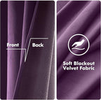 MIULEE Velvet Curtains Purple Elegant Grommet Thermal Insulated Soundproof Room Darkening Curtains/Drapes for Classical Living Room Bedroom Decor 52 x 84 Inch Set of 2