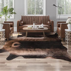 AROGAN Premium Bear Print Rug 4.6x5.2 Feet, Machine Washable Faux Fur Rug, Non-Slip Animal Print Hide Bear Skin Area Rug for Bedroom Living Room Home Decor