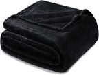 Exclusivo Mezcla Fleece Black Throw Blanket for Couch, Sofa, Super Soft and Warm Blankets, All Season, Cozy, Plush, Lightweight, 50x60 Inches