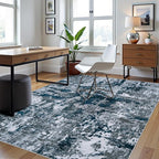 5x7 Area Rugs for Living Room Rug Washable: Abstract Rug for Dining Room Bedroom Carpet Non Slip 5 by 7 Indoor Modern Nursery Home Office Navy Grey
