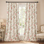 Vintage Floral Blackout Curtains 84 Inch, 2 Panels Spring Linen Texture Farmhouse Drapes for Living Room Bedroom Printed Flower Design Rod Pocket