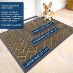 OLANLY Front Door Mat Indoor Outdoor Entrance, Waterproof All-Season, All-Weather Doormat, Sturdy Natural Rubber, Low Profile, Easy Clean Patio Porch Entryway Mat, Herringbone Brick (Brown, 47x32)