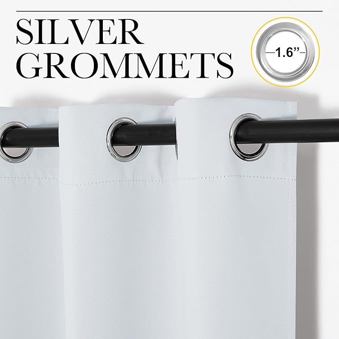 NICETOWN Room Darkening Draperies Curtain Panels 48 inches Long, Window Treatment Thermal Insulated Grommet Room Darkening Curtains/Drapes for Bedroom (Greyish White, 2 Panels, 34 inch Wide)
