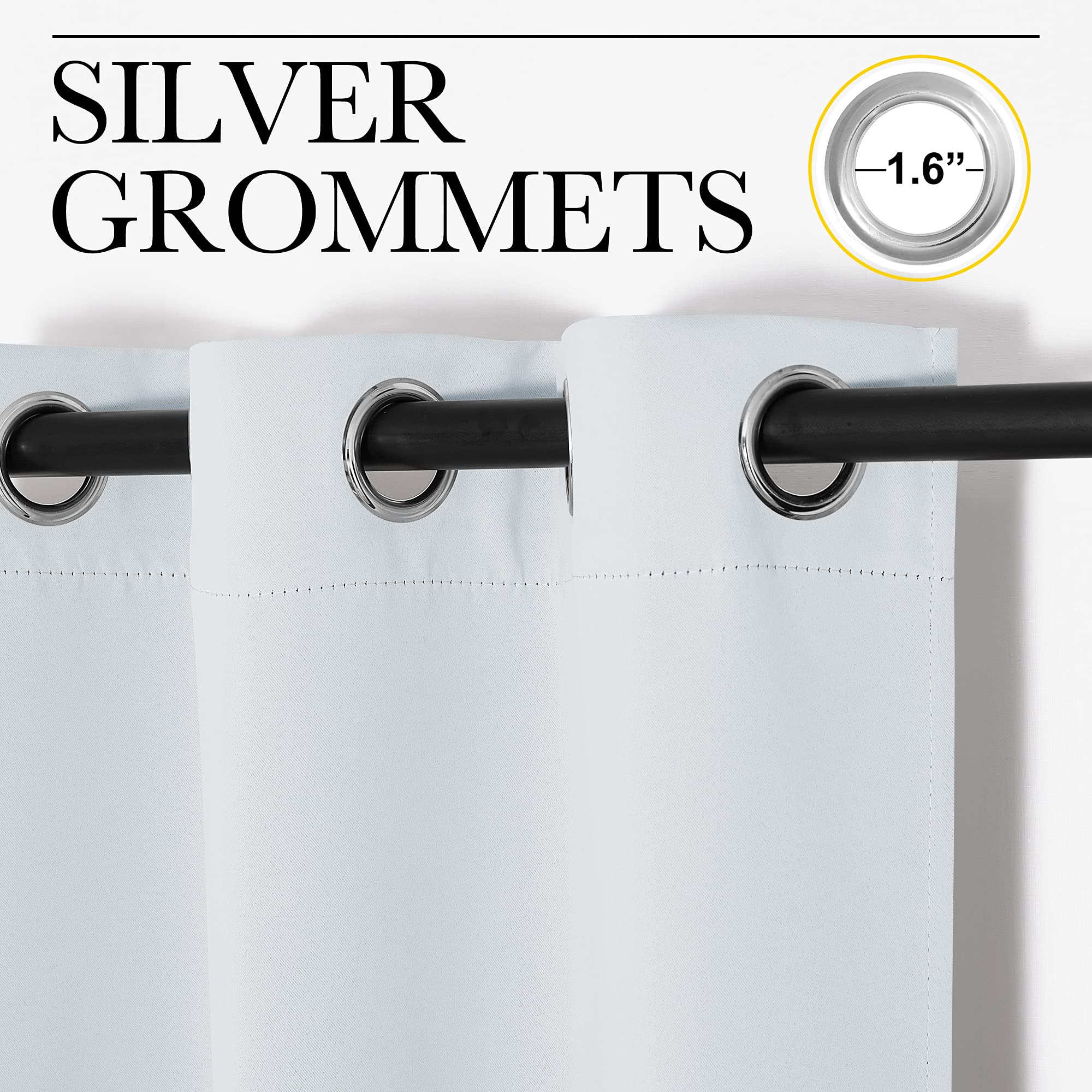 NICETOWN Room Darkening Draperies Curtains Panels, Greyish White, 2 Panels, 42 by 78, Window Treatment Thermal Insulated Grommet Room Darkening Curtains/Drapes for Bedroom
