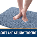 OLANLY Dog Door Mat for Muddy Paws 47x24, Absorbs Moisture and Dirt, Absorbent Non-Slip Washable Doormat, Quick Dry Chenille Mud Mat for Dogs, Entry Indoor Entryway Carpet for Inside Floor, Airy Blue