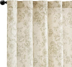 jinchan Linen Blend Floral Curtains for Living Room 54 Inch Length Farmhouse Printed Curtain Rod Pocket Back Tab Sage Green Peony Flower Patterned Drapes Bedroom Curtains Set 2 Panels
