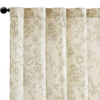 jinchan Vintage Floral Linen Curtains 54 Long for Living Room 2 Panels