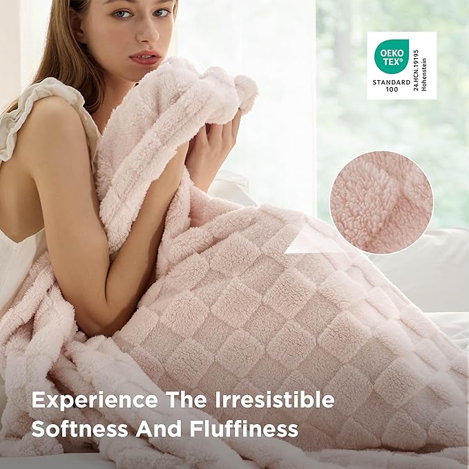 Bedsure GentleSoft King Size Blanket for Bed - Super Soft Cozy Blankets for Kids Girls, Large Fuzzy Fleece Throw for Bedroom Decor, Light Pink,108x90 Inches