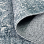 4x8 Washable Hallway Runner Rug - Wide Kitchen Runners Vintage Low Pile Carpet Soft Thin Floor Runner with Rubber Backing for Entryway Bedroom Living Room Home Decor (Blue)