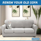 XINEAGE 2026 New 4 Pieces Extra Large Couch Covers for 3 Cushion Sofa Super Stretch Sofa Cover for 3 Large Seat Cushion Universal Slip Cover for Living Room (Silver Grey), 91"-110"(3 Cushions)