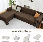 HOMERILLA 2 Piece Sectional Couch Cover for L Shape Sofa Chocolate L