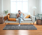 ONASAR 2x6 Grey Runner Rugs for Bedroom Living Room, Fluffy Bedside Hallway Throw Area Rug, Gray Ultra Soft Plush Furry Floor Carpet Mat for Nursery Kids Dorm Closet Home Decor Aesthetic