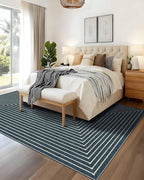 Latte&Fog 8x10 Area Rugs for Living Room, Large Modern Abstract Washable Rug, Boho Non Slip Low Pile Carpet for Indoor Bedroom Dining Room, Office, Dorm, Classroom, Farmhouse and Kids Room - Blue