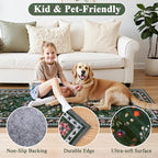 HEBE Washable Hallway Runner Rug 2'x 6' Non Slip Kitchen Rugs Runner,Low Pile Entryway Rug Laundry Room Mat Floral Carpet Runners for Hallways, Kitchen,Bathroom,Laundry,Bedside Rug