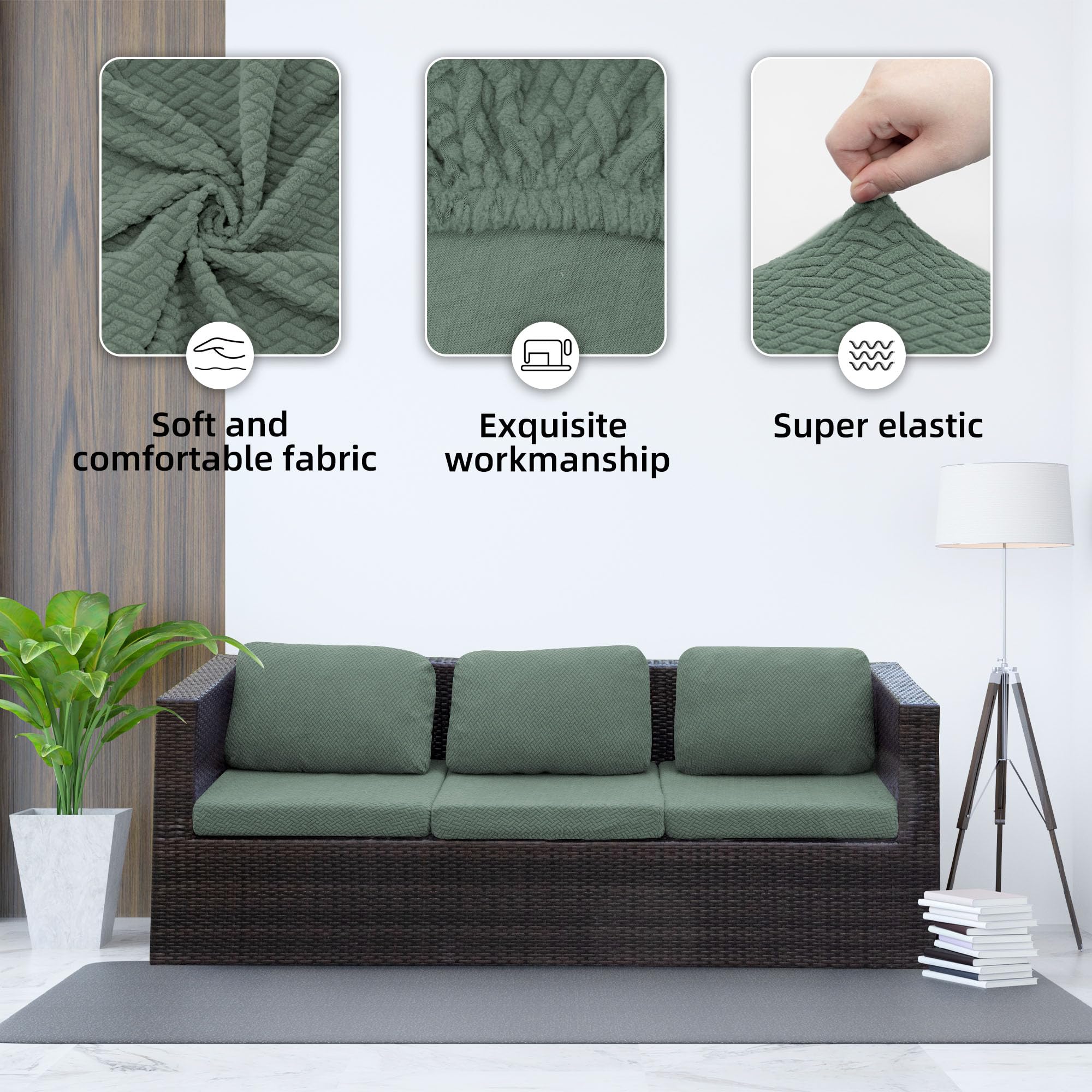 SUKAIKEQA 8PCS Patio Cushion Covers.Patio Furniture Couch SeatSlipcovers