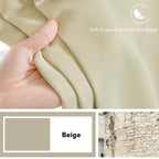 Deconovo Room Darkening Curtains for Living Room, Beige Light Filtering Thermal Drapes 84 Inches Long, Back Tab and Rod Pocket Window Curtains, Nan, 2 Panels