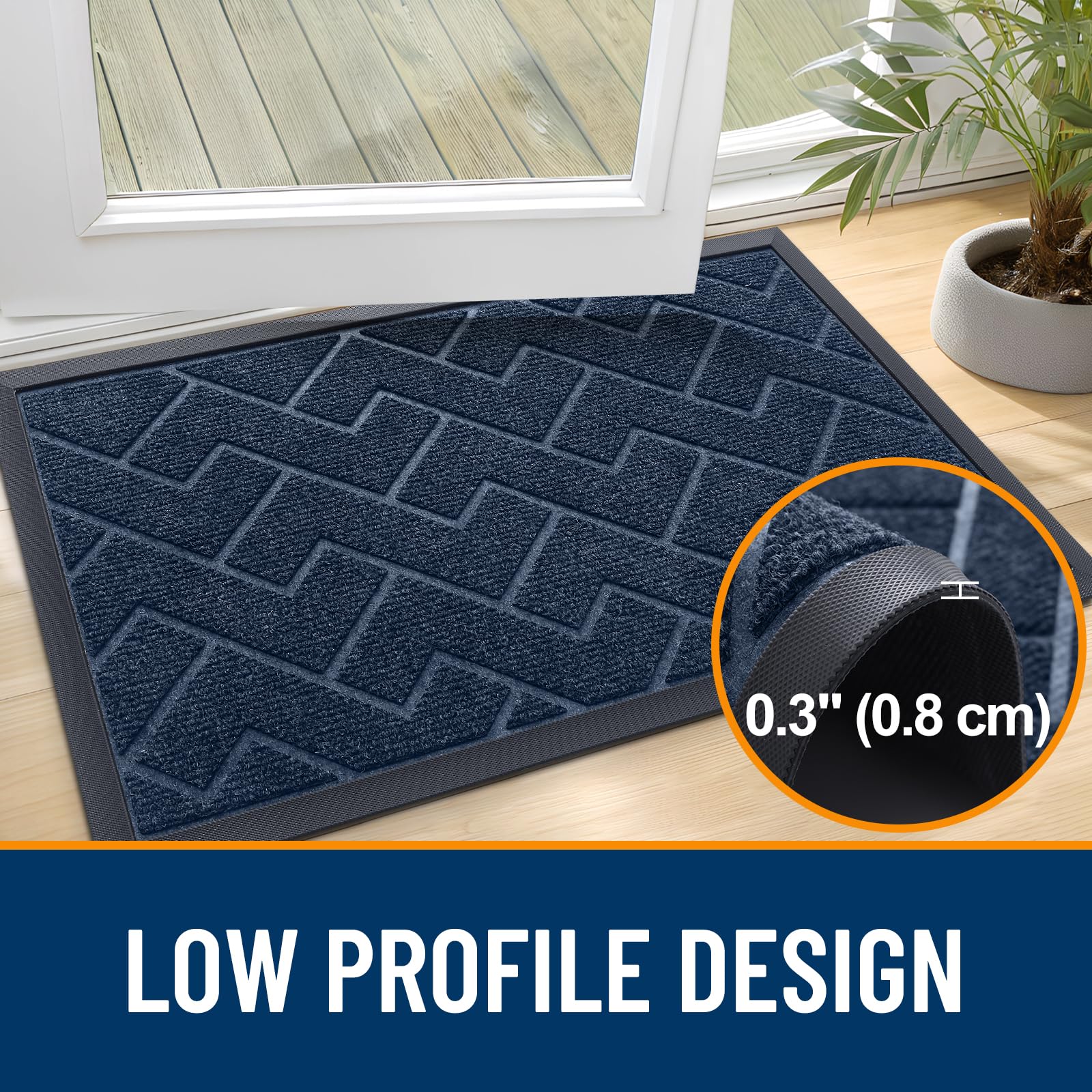 OLANLY Front Door Mat Outside 71x47, All-Season Absorbent Rubber Doormat