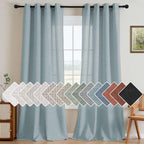 H.VERSAILTEX Living Room Linen Curtains - Semi Sheer, Nickel Grommet, Energy Saving, Light Filtering Window Treatments - Cloud Blue, 2 Panels, 52 x 96 Inch