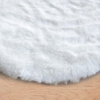 ORINOVA White Faux Fur Round Rug 4ft Fluffy Rabbit Fur Rug Machine Washable Circle Area Rugs for Living Room Bedroom Home Teen Room Nursery Décor