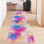 JiaoBaba Fluffy Colorful Rug for Bedroom 2x6 ft Kawaii Tie-Dyed Area Rug Non Slip Cute Unicorn Kids Runner Rug for Girls Princess Teens Living Room Playroom Baby Nursery Decor Carpets