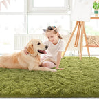 LOCHAS Ultra Soft Indoor Modern Area Rugs Fluffy Living Room Carpets for Children Bedroom Home Decor Nursery Rug 5.3x7.5 Feet, Green