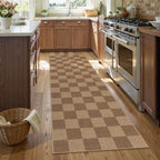 Lahome Checkered Easy Jute Kitchen Runner Rug, 2x8 Outdoor Rugs Washable