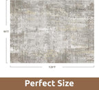 9 x 12 Area Rugs for Living Room, Machine Washable Non Slip Rug Ultra Soft Low Pile Indoor Carpet Modern Abstract Rugs for Bedroom Office Room Dining Room Beside, Beige