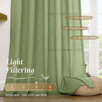 LAMIT Sage Green Linen Curtains for Small Windows, 45 Inches Long Light Filtering Panels Rod Pocket Neutral Privacy Drapes for Kitchen/Window/Bedroom, 2 Panels, 42 x 45 Inch
