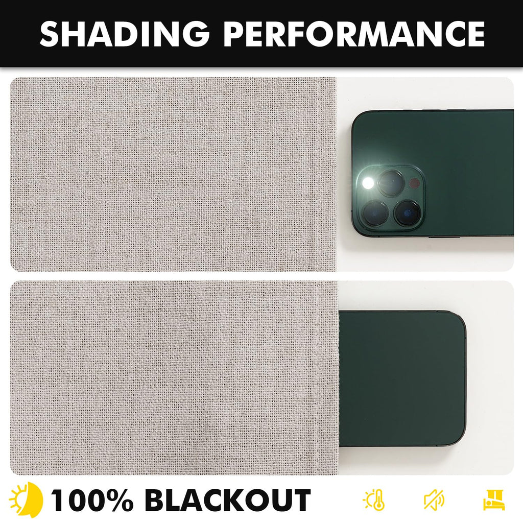 MIULEE 100% Blackout Linen Curtains for Bedroom 42 x 72 Inch Ivory 2 Panels
