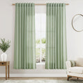 Mist Sage Linen Curtains 63 Inches Long 2 Panel Sets for Living Room Bedroom Rod Pocket Back Tab Light Filtering Drape for Kitchen Window Short Protect Privacy Curtain Modern Farmhouse Decor 52x63