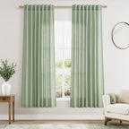 Mist Sage Linen Curtains 63 Inches Long 2 Panel Sets for Living Room Bedroom Rod Pocket Back Tab Light Filtering Drape for Kitchen Window Short Protect Privacy Curtain Modern Farmhouse Decor 52x63
