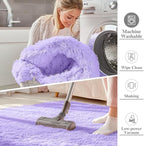 OLANLY 2x3 Machine Washable Small Bedside Rug, Soft Fluffy Shaggy Entryway Throw Rugs for Bedroom, Living Room, Indoor Floor Carpet for Kids Girl Boy, Nursery Room, Home Decor Aesthetic, Light Purple
