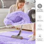 OLANLY 3x5 Machine Washable Small Bedside Rug, Soft Fluffy Shaggy Rugs for Living Room, Bedroom, Indoor Floor Carpet for Kids Girls and Boys, Preppy Dorms, Nursery, Home Decor Aesthetic, Light Purple