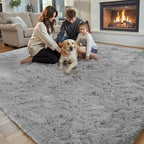 5x8 Feet Grey Fluffy Shag Area Rugs for Living Room, Modern Fluffy Shaggy Carpets for Teens Dorm Nursery Home, Non Slip Indoor Rugs Fuzzy Floor Carpet(5 x 8, Light Grey)