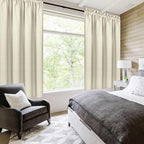 DWCN Blackout Curtains for Bedroom – Rod Pocket Thermal Insulated Noise Reducing Noise Reducing Drapes for Living Room, W 38 x L 45 Inch, 2 Panels, Light Beige