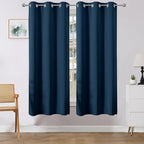 Joydeco Blackout Curtains 72 Inches Long 2 Panels Set, Thermal Insulated Long Curtains& Drapes 2 Burg, Room Darkening Drapes for Bedroom Living Room (Navy Blue, W37 x L72 Inch)