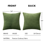 MIULEE Moss Green Decorative Euro Sham Pillow Covers 24x24 Inch 2 Pack