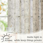 jinchan Linen Floral Curtains for Living Room 84 Inch Length Grey Flower Curtain Rod Pocket Back Tab Farmhouse Curtains with Printed Floral Bedroom Window Curtain Set, 2 Panels Gray
