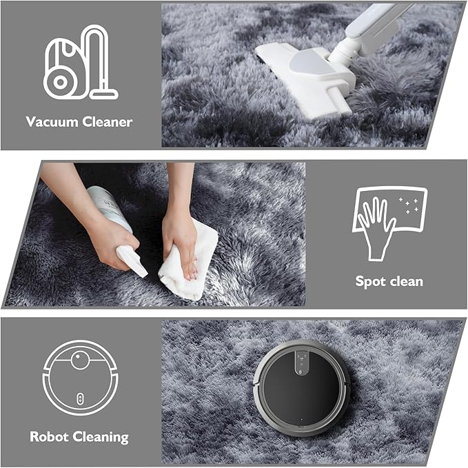 Shag Area Rug for Bedroom 3x5,Tie-Dyed Black Fluffy Area Rugs for Living Room,Soft Fuzzy Rug Non-Shedding Indoor Plush Carpet for Kids Bedroom Nursery Dorm Home Decor