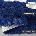 Shag Area Rugs for Bedroom Living Room,4X6 Ultra Soft Fluffy Area Rugs for Dorm, Indoor Carpet Nursery Rugs for Kids Room Home Decor, Navy Blue