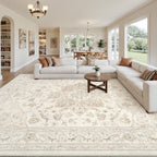 Luxturiy 8x10 Area Rugs Living Room: Bedroom Washable Carpet Beige White