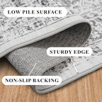 Washable 2'6''x14' Runner Rug - Non-Slip Vintage Runner Rug for Entryway Low-Pile Medallion Long Rugs for Hallway Waterproof Traditional Indoor Thin Rug for Kitchen (Grey)