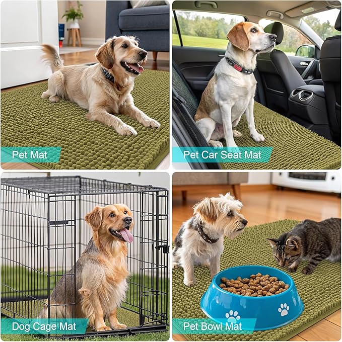 OLANLY Dog Door Mat for Muddy Paws 59x20, Super Absorbent Chenille Mud Mat