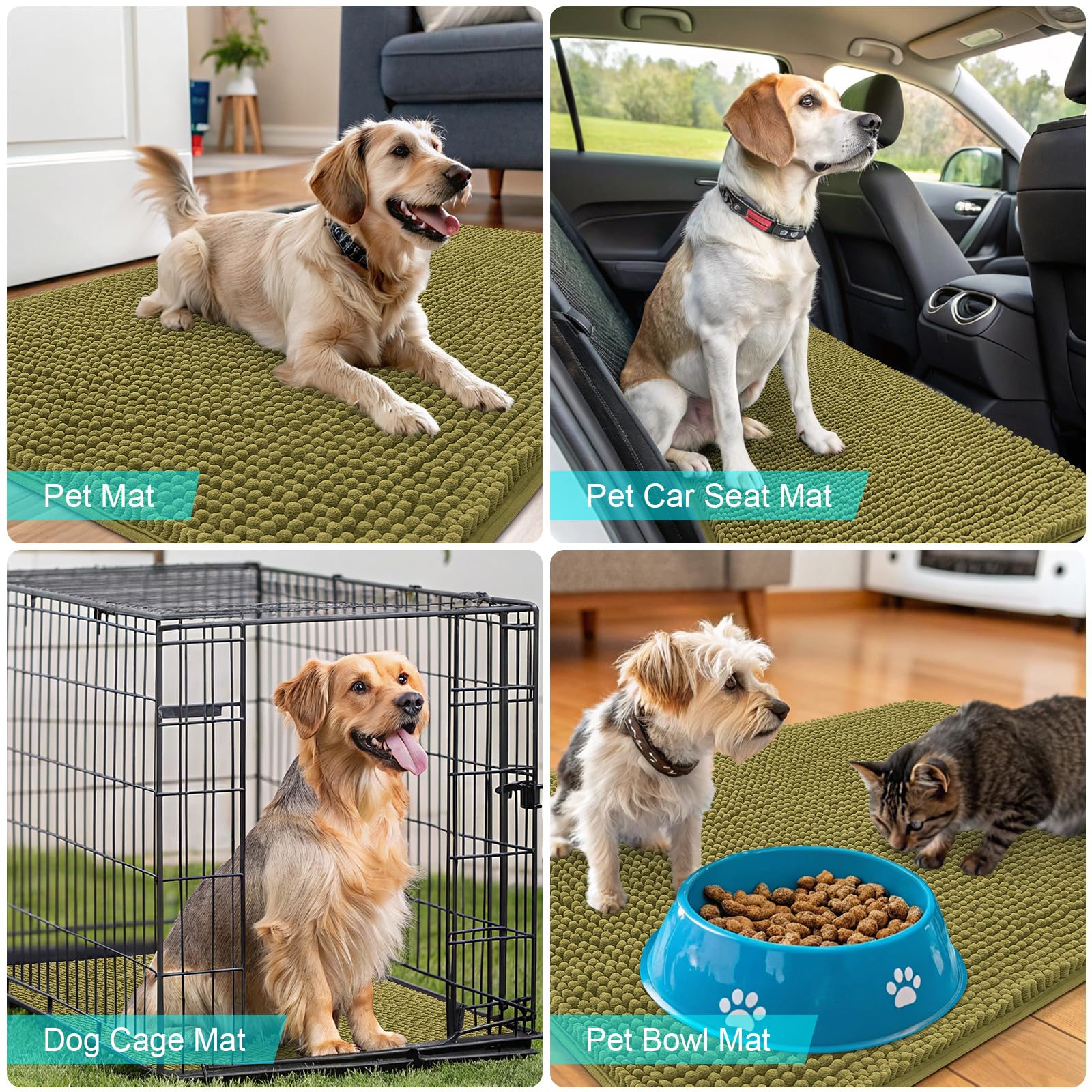 OLANLY Dog Door Mat for Muddy Paws 36x24, Super Absorbent Chenille Mud Mat