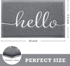 CozyBounty Door Mat Hello Mats Outdoor Indoor Non-Slip Doormat for Entryway Low-Profile Floor Mat for Yard, Garage, High Traffic Areas (30"x17.5", Grey)